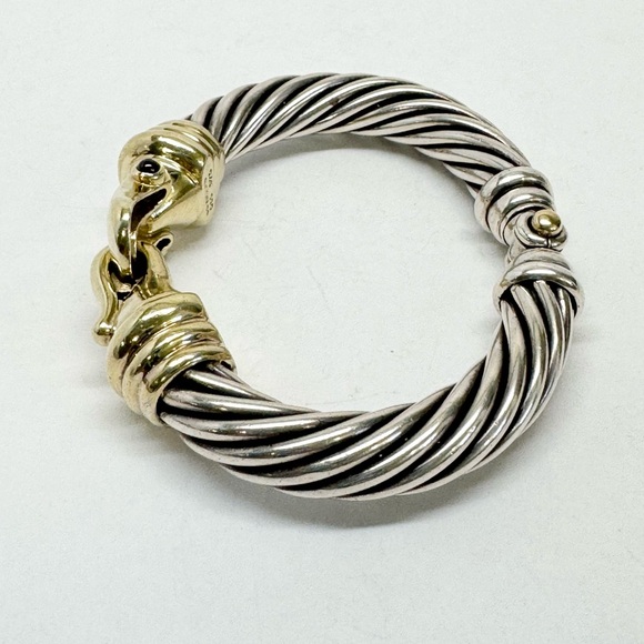 David Yurman 10mm Gold Buckle Sterling Silver Bracelet - Picture 3 of 11
